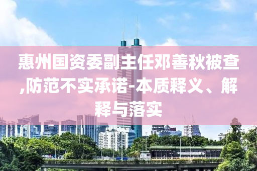 惠州國資委副主任鄧善秋被查,防范不實承諾-本質釋義、解釋與落實