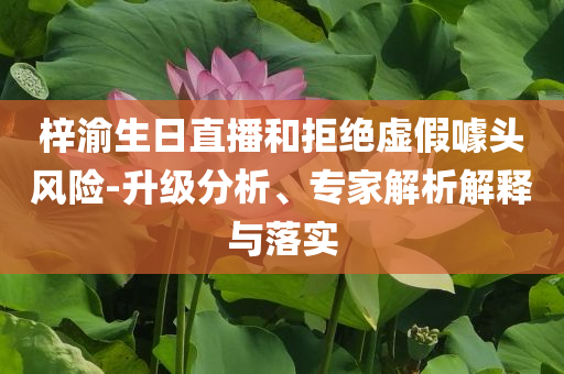 梓渝生日直播和拒絕虛假噱頭風(fēng)險(xiǎn)-升級(jí)分析、專(zhuān)家解析解釋與落實(shí)