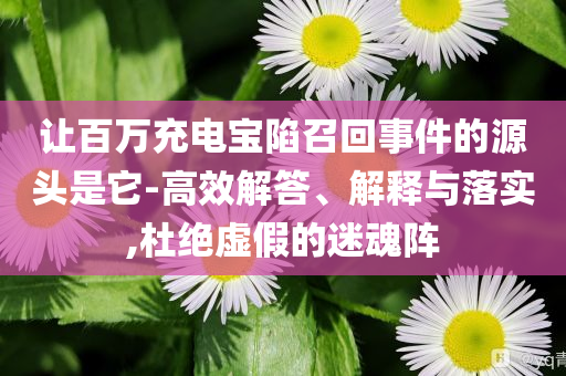 讓百萬(wàn)充電寶陷召回事件的源頭是它-高效解答、解釋與落實(shí),杜絕虛假的迷魂陣
