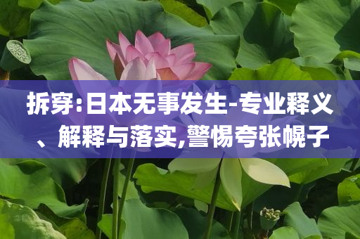 拆穿:日本無(wú)事發(fā)生-專業(yè)釋義、解釋與落實(shí),警惕夸張幌子