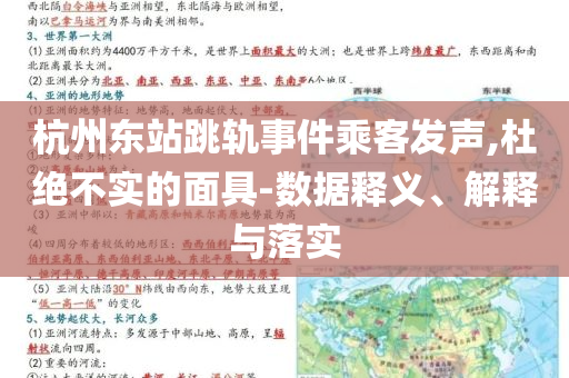杭州東站跳軌事件乘客發(fā)聲,杜絕不實(shí)的面具-數(shù)據(jù)釋義、解釋與落實(shí)