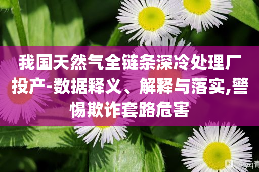 我國天然氣全鏈條深冷處理廠投產(chǎn)-數(shù)據(jù)釋義、解釋與落實,警惕欺詐套路危害