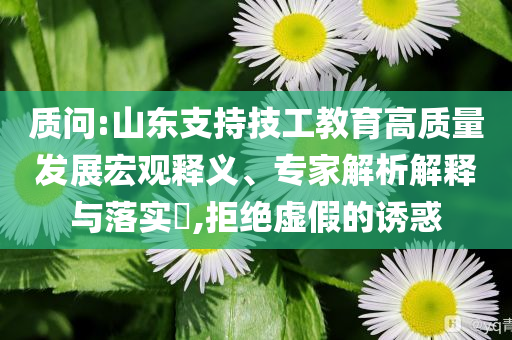 質(zhì)問:山東支持技工教育高質(zhì)量發(fā)展宏觀釋義、專家解析解釋與落實?,拒絕虛假的誘惑