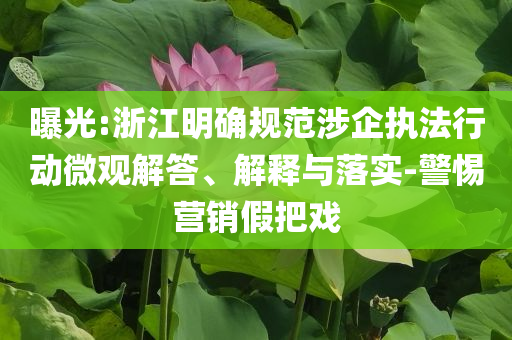 曝光:浙江明確規(guī)范涉企執(zhí)法行動微觀解答、解釋與落實(shí)-警惕營銷假把戲