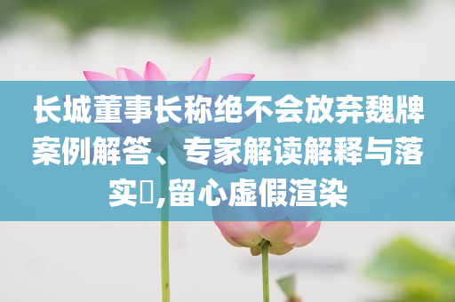 長(zhǎng)城董事長(zhǎng)稱絕不會(huì)放棄魏牌案例解答、專家解讀解釋與落實(shí)?,留心虛假渲染