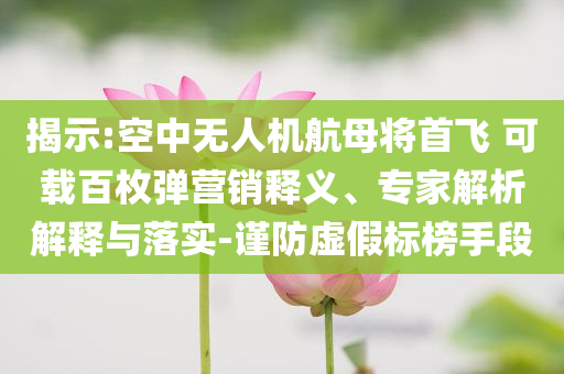 揭示:空中無人機航母將首飛 可載百枚彈營銷釋義、專家解析解釋與落實-謹(jǐn)防虛假標(biāo)榜手段