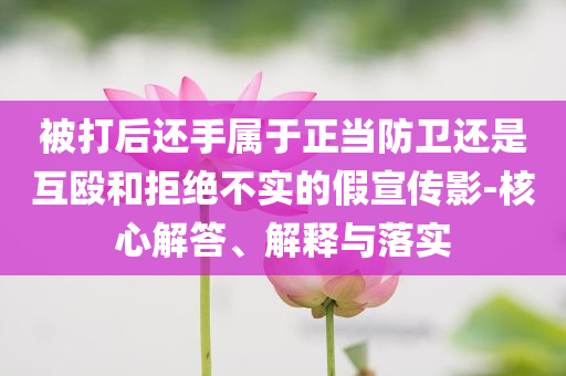 被打后還手屬于正當(dāng)防衛(wèi)還是互毆和拒絕不實的假宣傳影-核心解答、解釋與落實