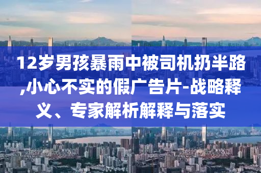 12歲男孩暴雨中被司機扔半路,小心不實的假廣告片-戰(zhàn)略釋義、專家解析解釋與落實
