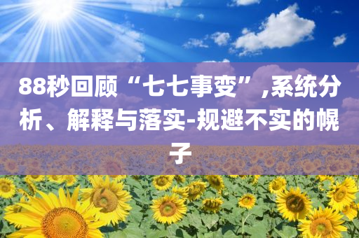 88秒回顧“七七事變”,系統(tǒng)分析、解釋與落實(shí)-規(guī)避不實(shí)的幌子