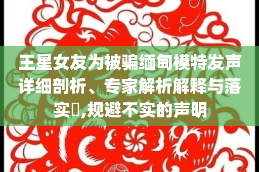 王星女友為被騙緬甸模特發(fā)聲詳細剖析、專家解析解釋與落實?,規(guī)避不實的聲明