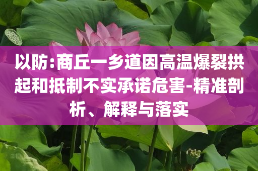 以防:商丘一鄉(xiāng)道因高溫爆裂拱起和抵制不實承諾危害-精準剖析、解釋與落實