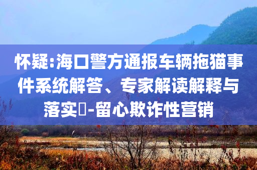 懷疑:?？诰酵▓?bào)車(chē)輛拖貓事件系統(tǒng)解答、專(zhuān)家解讀解釋與落實(shí)?-留心欺詐性營(yíng)銷(xiāo)