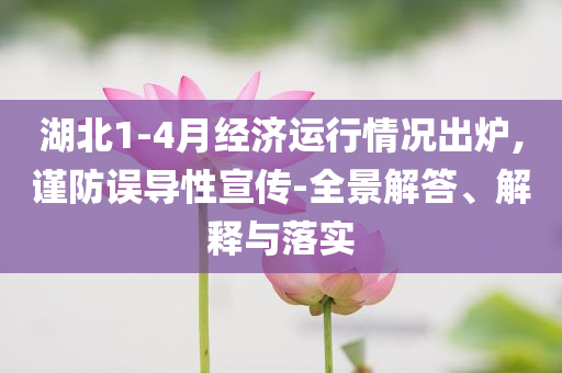 湖北1-4月經(jīng)濟運行情況出爐,謹防誤導(dǎo)性宣傳-全景解答、解釋與落實