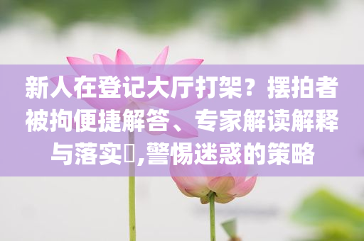 新人在登記大廳打架？擺拍者被拘便捷解答、專(zhuān)家解讀解釋與落實(shí)?,警惕迷惑的策略