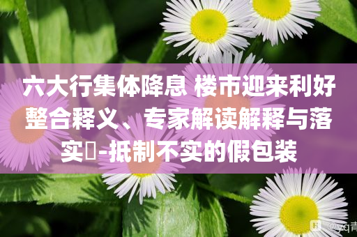六大行集體降息 樓市迎來利好整合釋義、專家解讀解釋與落實(shí)?-抵制不實(shí)的假包裝