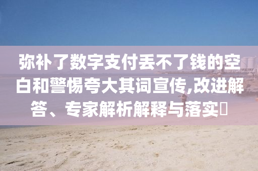 彌補(bǔ)了數(shù)字支付丟不了錢(qián)的空白和警惕夸大其詞宣傳,改進(jìn)解答、專(zhuān)家解析解釋與落實(shí)?