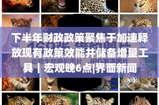 下半年財政政策聚焦于加速釋放現(xiàn)有政策效能并儲備增量工具｜宏觀晚6點|界面新聞