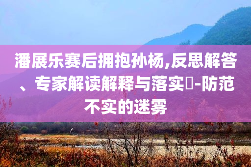 潘展樂賽后擁抱孫楊,反思解答、專家解讀解釋與落實?-防范不實的迷霧