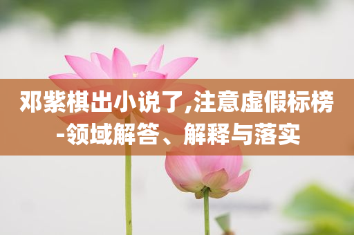 鄧紫棋出小說了,注意虛假標(biāo)榜-領(lǐng)域解答、解釋與落實(shí)