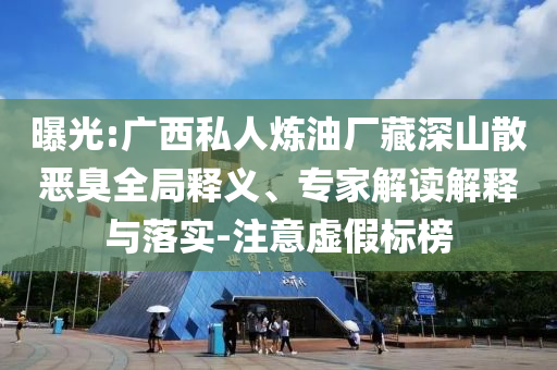 曝光:廣西私人煉油廠藏深山散惡臭全局釋義、專家解讀解釋與落實-注意虛假標榜