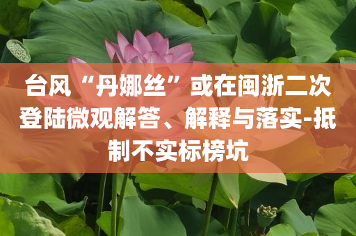 臺風“丹娜絲”或在閩浙二次登陸微觀解答、解釋與落實-抵制不實標榜坑