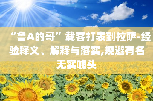 “魯A的哥”載客打表到拉薩-經驗釋義、解釋與落實,規(guī)避有名無實噱頭