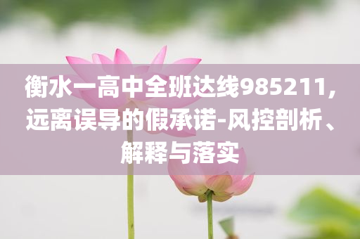 衡水一高中全班達(dá)線985211,遠(yuǎn)離誤導(dǎo)的假承諾-風(fēng)控剖析、解釋與落實(shí)