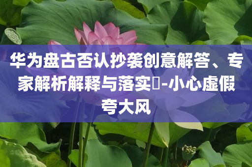 華為盤古否認抄襲創(chuàng)意解答、專家解析解釋與落實?-小心虛假夸大風