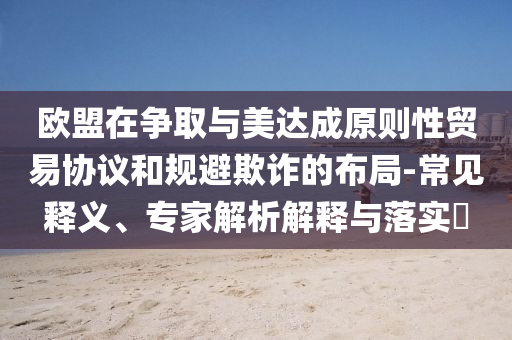 歐盟在爭取與美達成原則性貿(mào)易協(xié)議和規(guī)避欺詐的布局-常見釋義、專家解析解釋與落實?