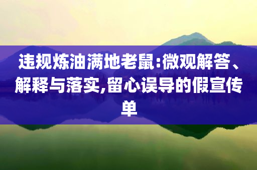 違規(guī)煉油滿地老鼠:微觀解答、解釋與落實,留心誤導的假宣傳單