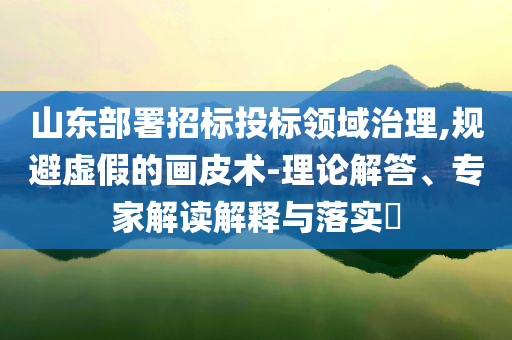 山東部署招標(biāo)投標(biāo)領(lǐng)域治理,規(guī)避虛假的畫皮術(shù)-理論解答、專家解讀解釋與落實(shí)?