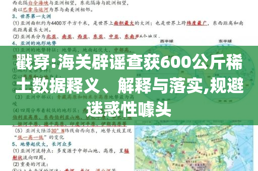 戳穿:海關(guān)辟謠查獲600公斤稀土數(shù)據(jù)釋義、解釋與落實(shí),規(guī)避迷惑性噱頭