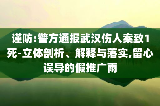謹(jǐn)防:警方通報(bào)武漢傷人案致1死-立體剖析、解釋與落實(shí),留心誤導(dǎo)的假推廣雨