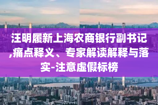 汪明履新上海農商銀行副書記,痛點釋義、專家解讀解釋與落實-注意虛假標榜