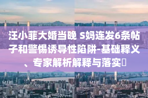 汪小菲大婚當晚 S媽連發(fā)6條帖子和警惕誘導性陷阱-基礎(chǔ)釋義、專家解析解釋與落實?