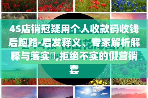 4S店銷冠疑用個人收款碼收錢后跑路-啟發(fā)釋義、專家解析解釋與落實?,拒絕不實的假營銷套