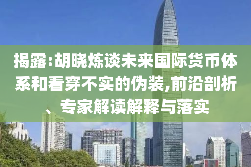 揭露:胡曉煉談未來國際貨幣體系和看穿不實(shí)的偽裝,前沿剖析、專家解讀解釋與落實(shí)