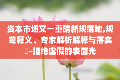 資本市場又一重磅新規(guī)落地,規(guī)范釋義、專家解析解釋與落實?-拒絕虛假的表面光