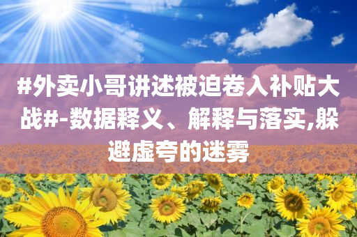 #外賣小哥講述被迫卷入補(bǔ)貼大戰(zhàn)#-數(shù)據(jù)釋義、解釋與落實,躲避虛夸的迷霧