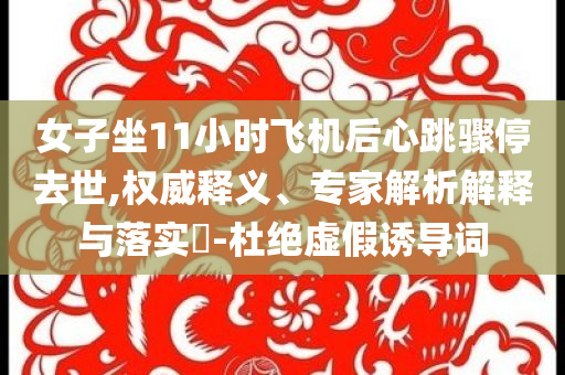 女子坐11小時飛機(jī)后心跳驟停去世,權(quán)威釋義、專家解析解釋與落實(shí)?-杜絕虛假誘導(dǎo)詞