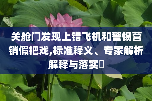 關(guān)艙門發(fā)現(xiàn)上錯(cuò)飛機(jī)和警惕營(yíng)銷假把戲,標(biāo)準(zhǔn)釋義、專家解析解釋與落實(shí)?