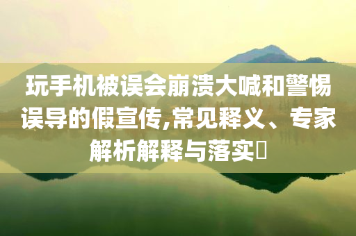 玩手機(jī)被誤會(huì)崩潰大喊和警惕誤導(dǎo)的假宣傳,常見(jiàn)釋義、專家解析解釋與落實(shí)?