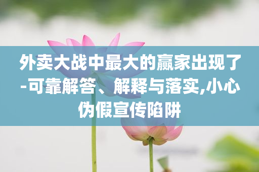 外賣大戰(zhàn)中最大的贏家出現(xiàn)了-可靠解答、解釋與落實,小心偽假宣傳陷阱