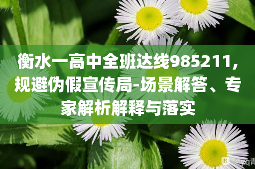 衡水一高中全班達(dá)線985211,規(guī)避偽假宣傳局-場(chǎng)景解答、專家解析解釋與落實(shí)