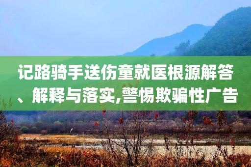 記路騎手送傷童就醫(yī)根源解答、解釋與落實(shí),警惕欺騙性廣告