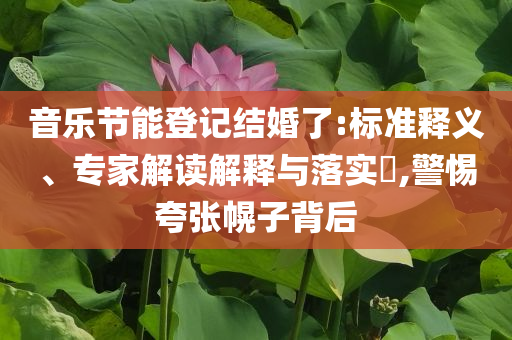 音樂(lè)節(jié)能登記結(jié)婚了:標(biāo)準(zhǔn)釋義、專家解讀解釋與落實(shí)?,警惕夸張幌子背后