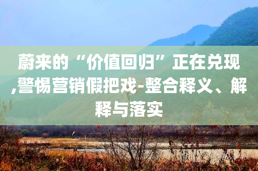 蔚來的“價(jià)值回歸”正在兌現(xiàn),警惕營銷假把戲-整合釋義、解釋與落實(shí)