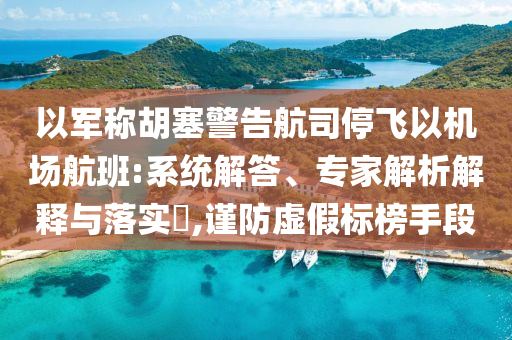 以軍稱胡塞警告航司停飛以機場航班:系統(tǒng)解答、專家解析解釋與落實?,謹防虛假標榜手段