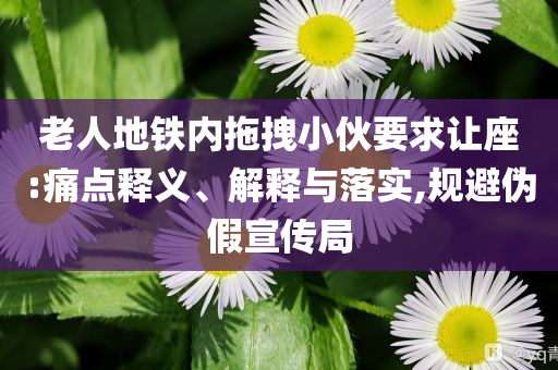 老人地鐵內(nèi)拖拽小伙要求讓座:痛點(diǎn)釋義、解釋與落實(shí),規(guī)避偽假宣傳局