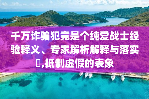 千萬(wàn)詐騙犯竟是個(gè)純愛(ài)戰(zhàn)士經(jīng)驗(yàn)釋義、專(zhuān)家解析解釋與落實(shí)?,抵制虛假的表象